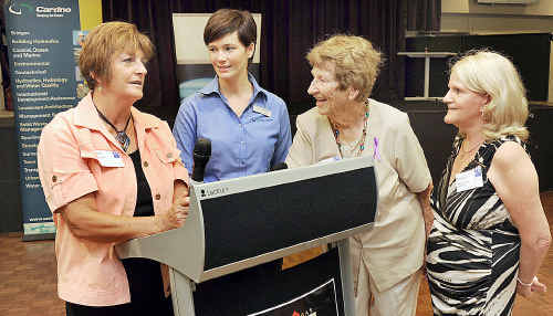 GIRL POWER: Former Chronicle editor Nancy Bates was the keynote speaker at the UDIA luncheon yesterday. She is pictured with Megan Kraft from Cardno, fellow guest speaker and old workmate Lyn Dahl and Margaret Armstrong from Potter Group. GIRL POWER: Former Chronicle editor Nancy Bates was the keynote speaker at the UDIA luncheon yesterday. She is pictured with Megan Kraft from Cardno, fellow guest speaker and old workmate Lyn Dahl and Margaret Armstrong from Potter Group.